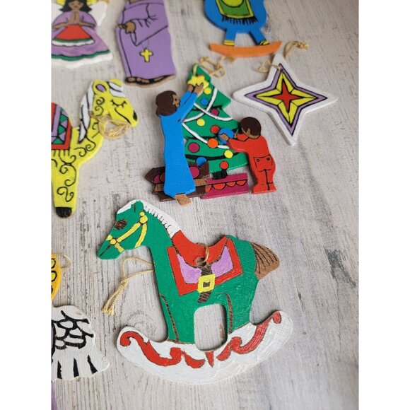 Wooden 3 kings angel tree horse solider star variety ornament‎ Xmas set - Picture 5 of 12